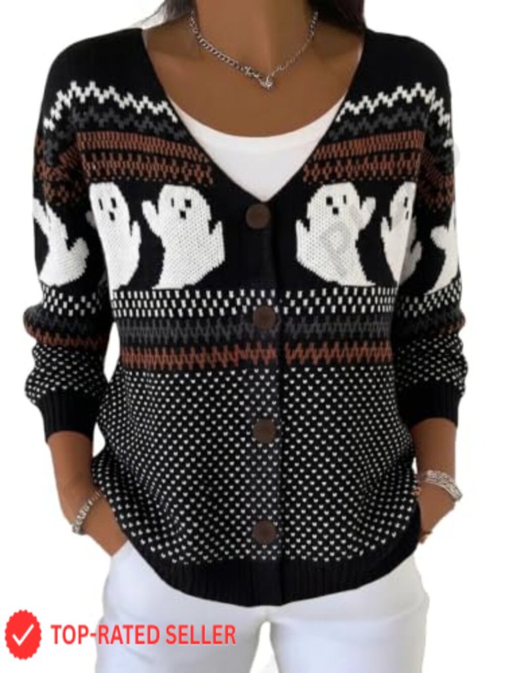 Women's V-Neck Button Front Cardigan Sweater Long Sleeve Fall Winter Knit